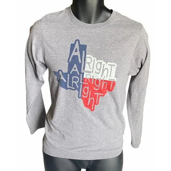 Texas Alright Alright Alright McConaughey Long Sleeve Gray T-Shirt Men's Small - Picture 1 of 9